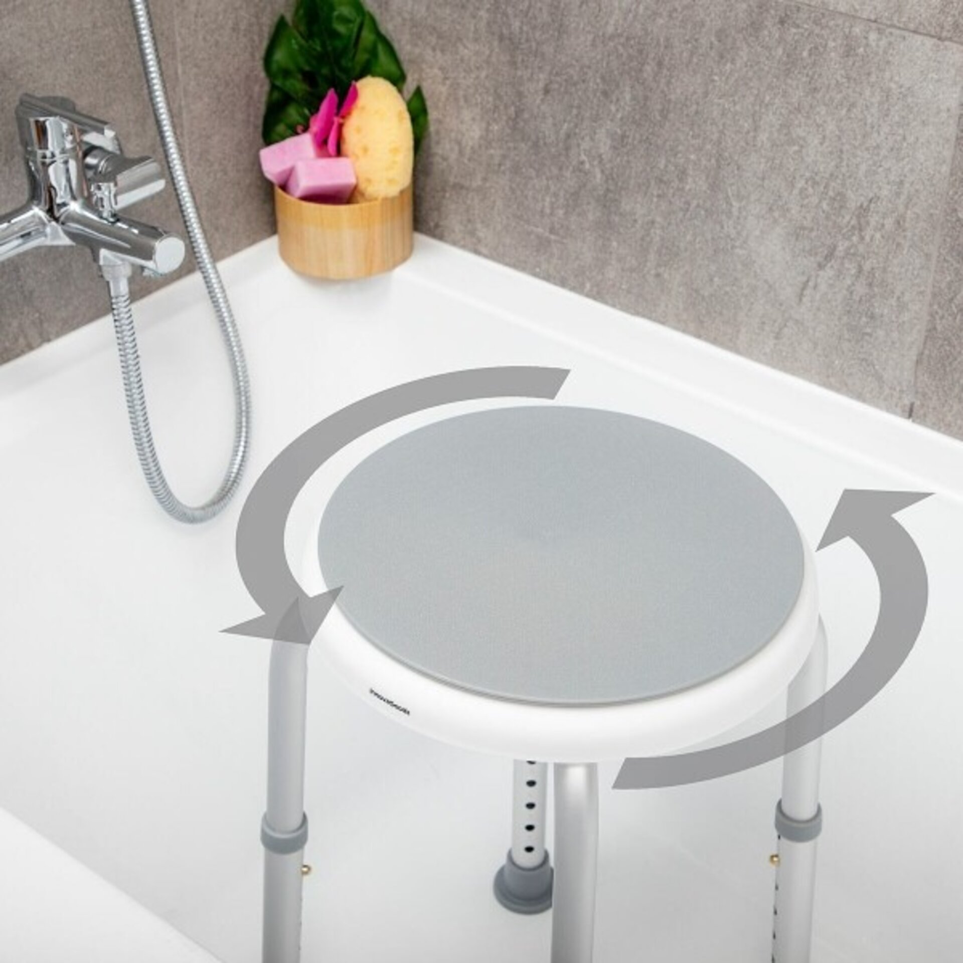 Taburete de Baño Giratorio y Regulable Roshawer InnovaGoods - 5