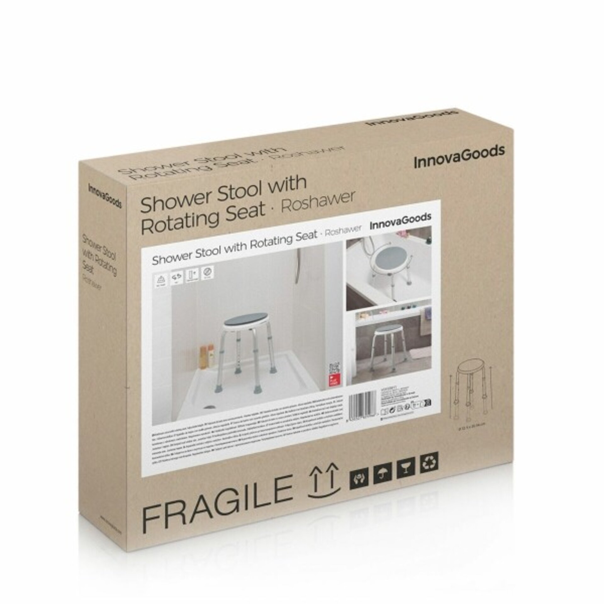 Taburete de Baño Giratorio y Regulable Roshawer InnovaGoods - 9