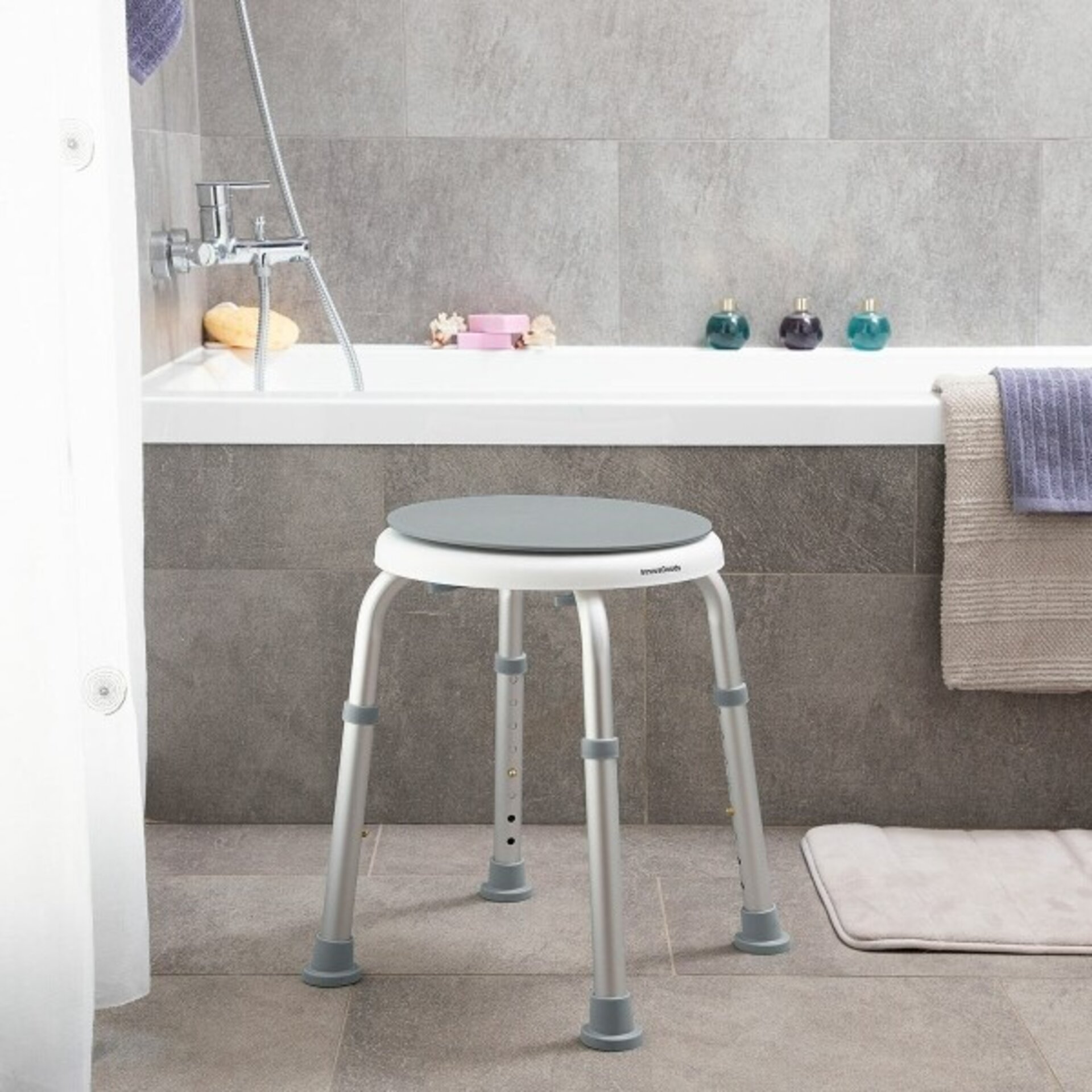 Taburete de Baño Giratorio y Regulable Roshawer InnovaGoods - 6